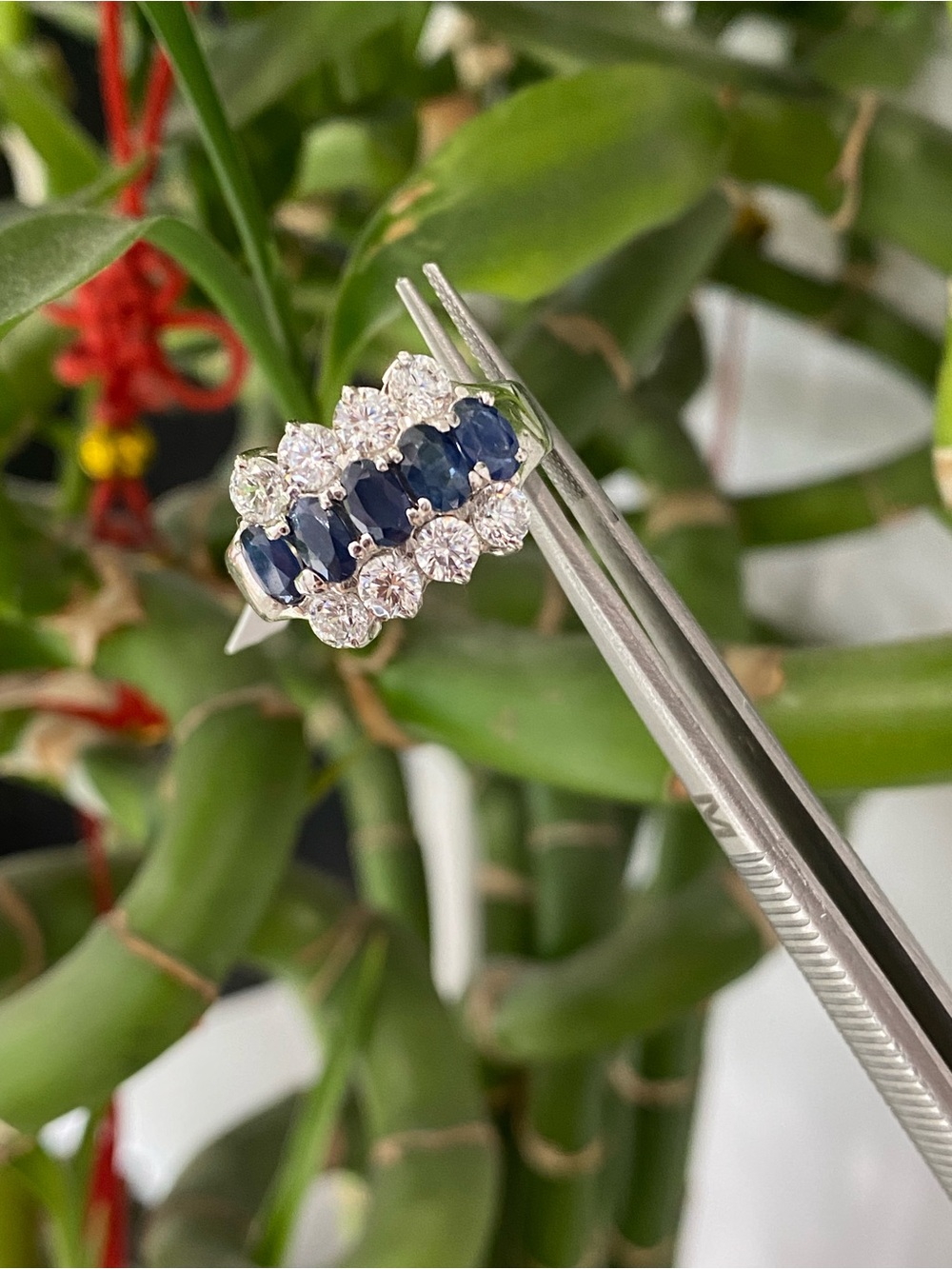 925 Sterling Silver Natural Sapphire And CZ Ring